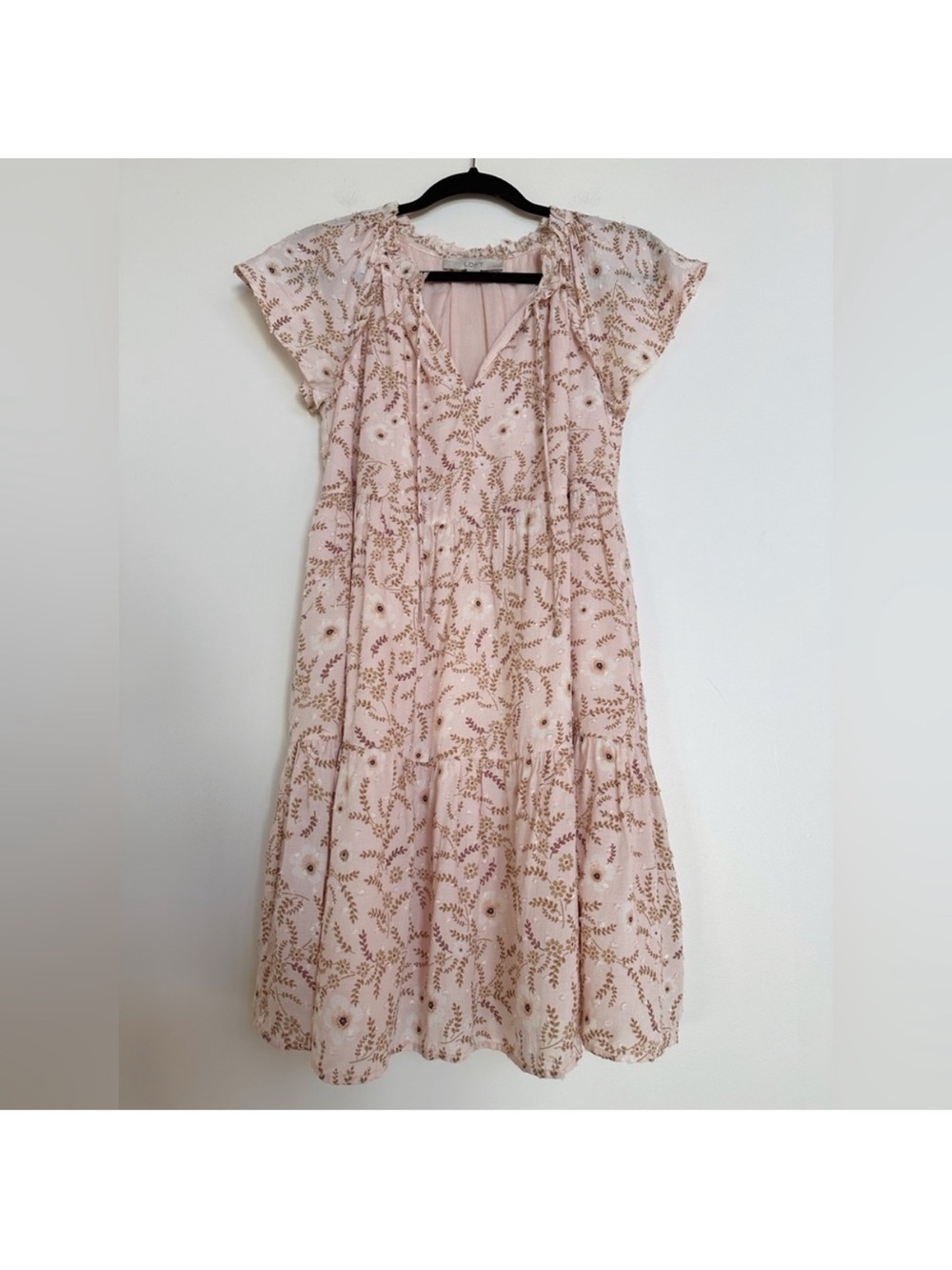 Loft Floral Sundress Tiered Midi Dress XS
